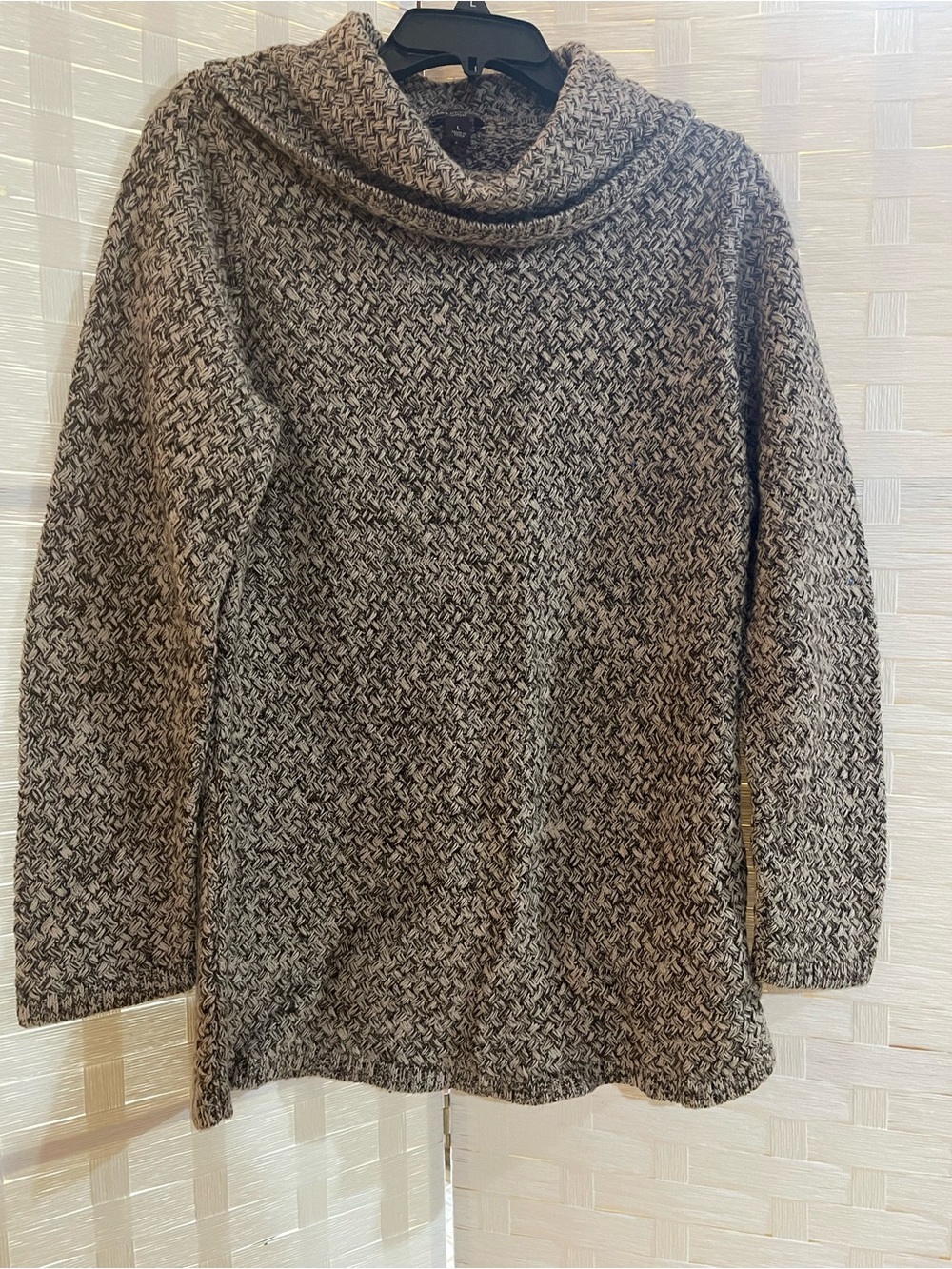 Dana Buchman Cowl Neck Sweater | Brown and Cream | Large Preowned